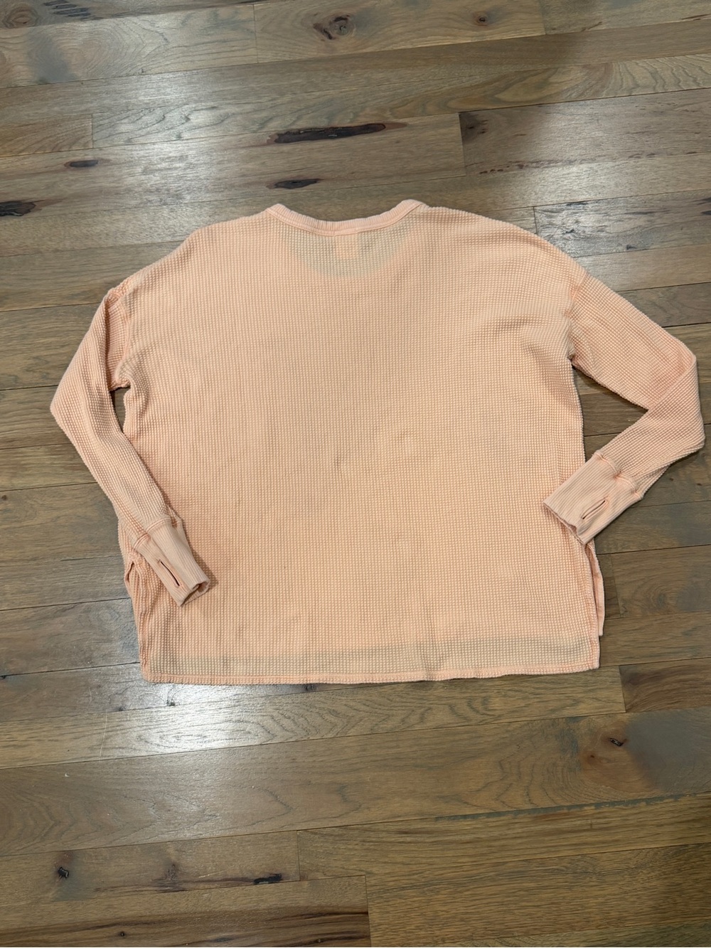 aerie Peach "Dance Club" Long Sleeve Waffle Knit Crew Neck Sweater - Picture 4 of 4